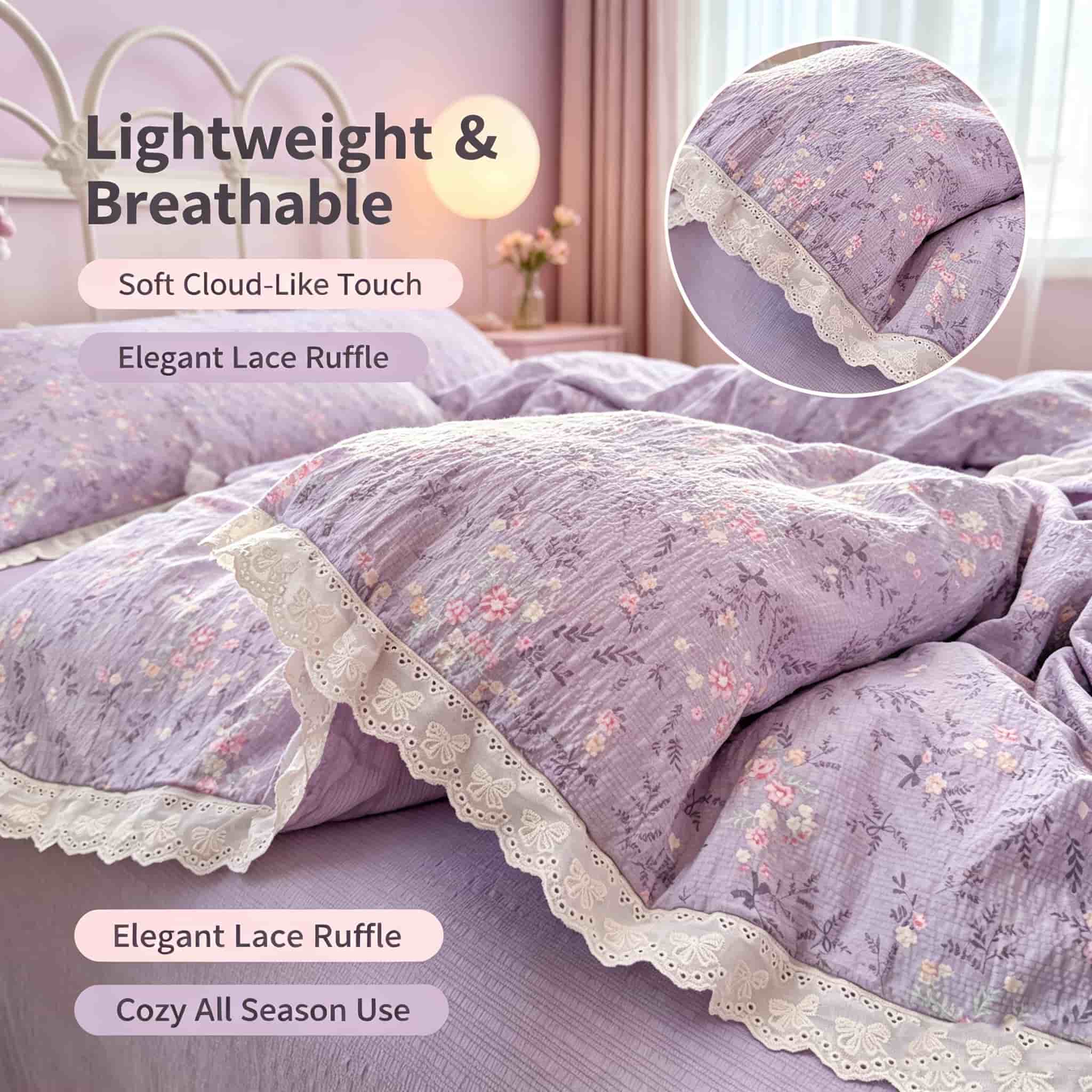 Aesthetic Floral Duvet Cover - Set Sprei Bergaya Cottagecore yang Estetis,