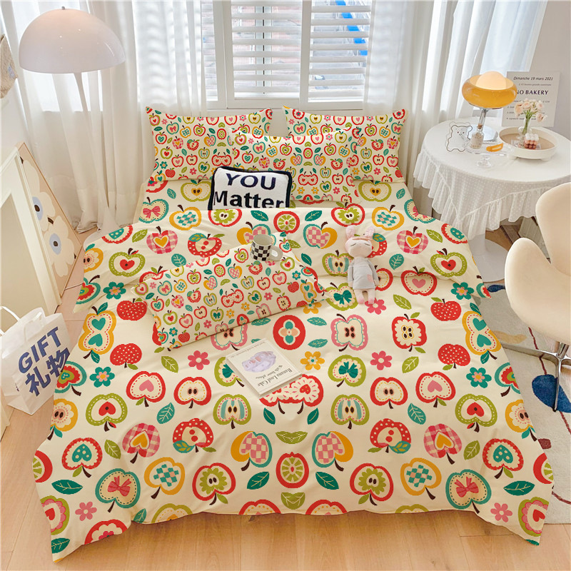 Aesthetic Floral Duvet Cover - Set Sprei Motif Bunga dan Buah-buahan