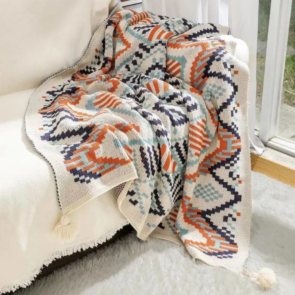 Selimut Rajut Tebal Vintage Ga - Boho Throw Blanket Fringe ulasan dan harga