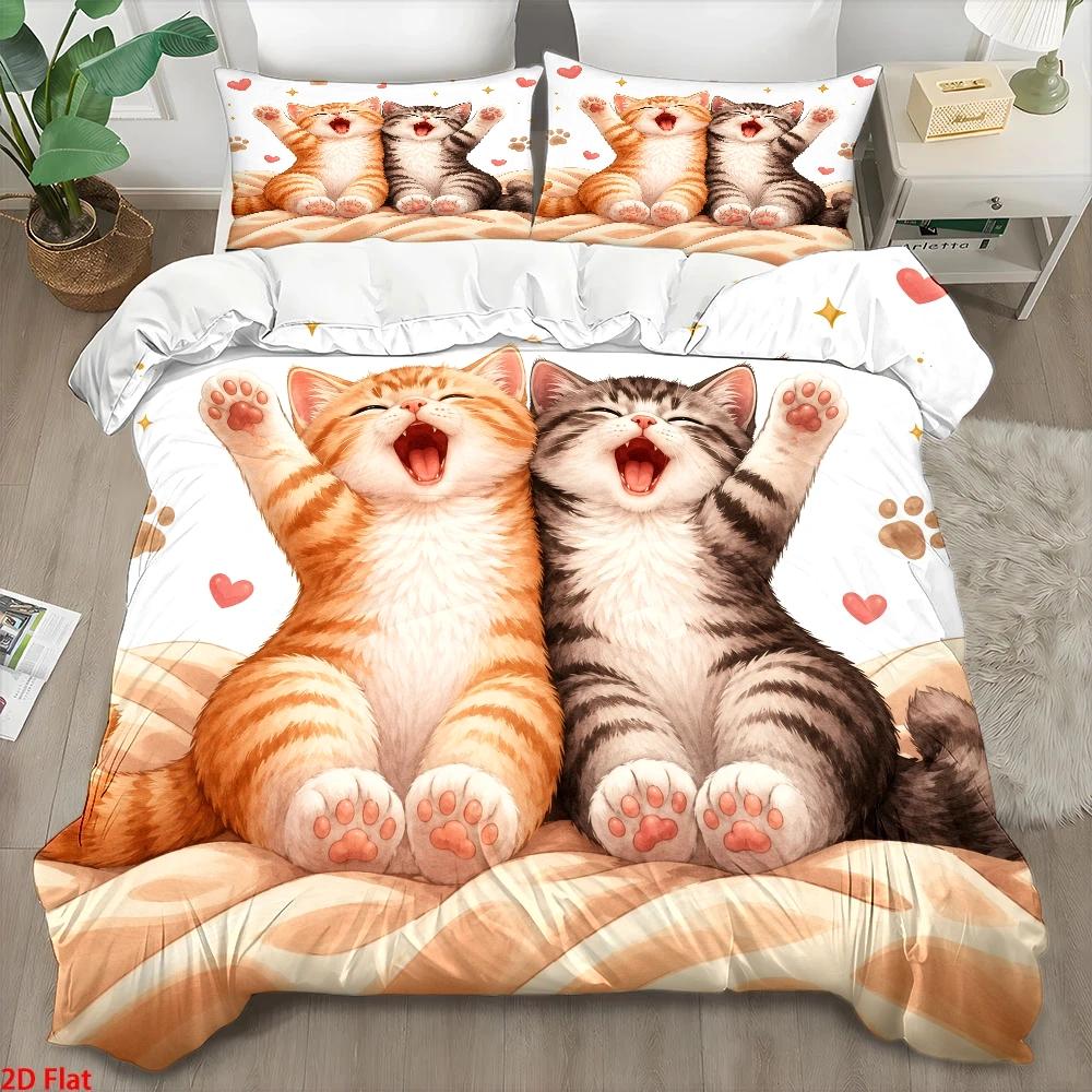 Set Sprei Motif Kucing Lucu 3  - Duvet Cover Sets With Zipper ulasan dan harga