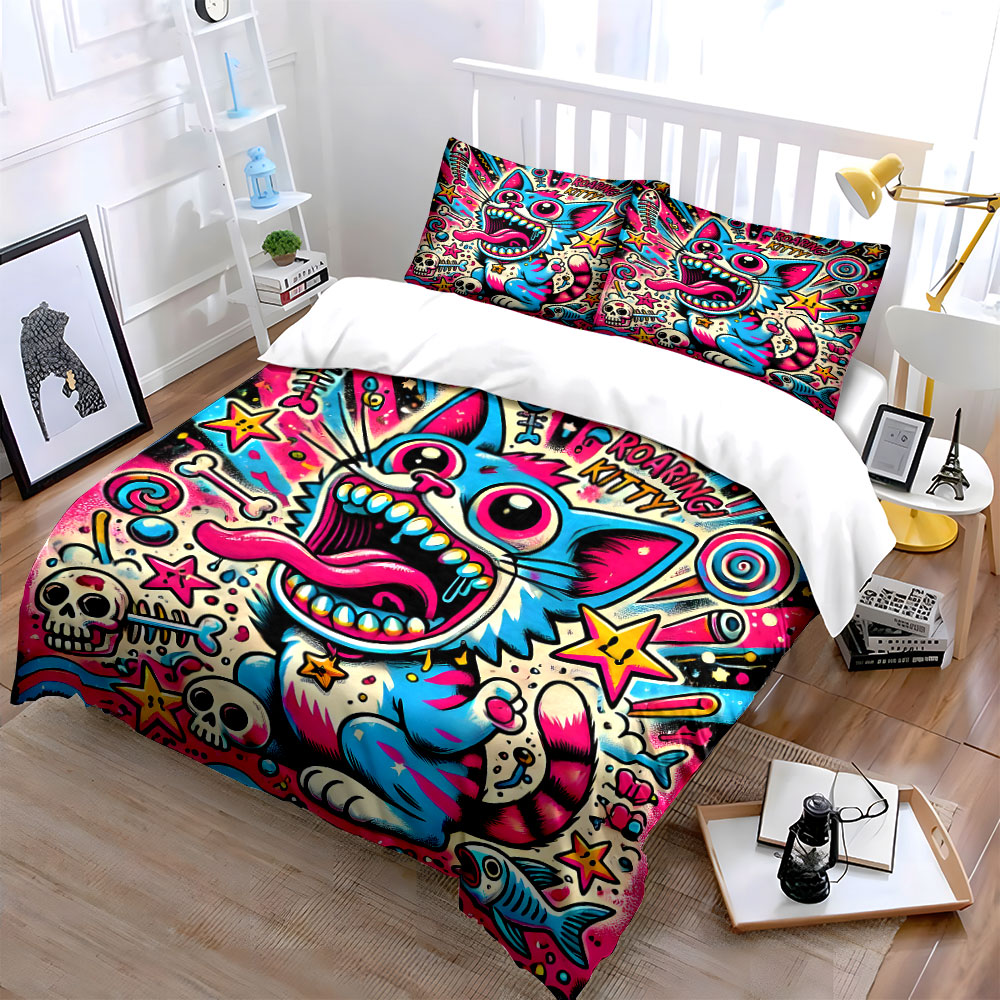 Set Sprei Motif Kucing Mengaum - Duvet Cover Sets With Zipper ulasan dan harga