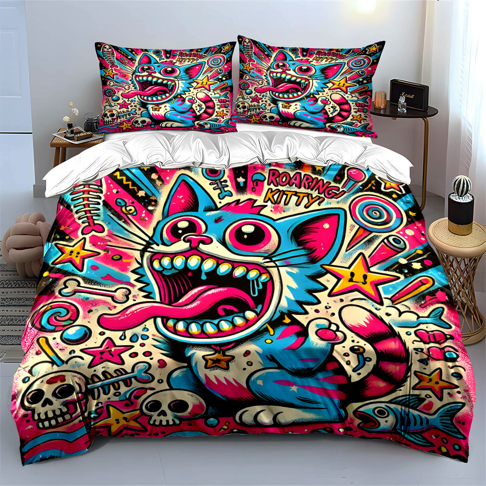 Set Sprei Motif Kucing Mengaum - Duvet Cover Sets With Zipper ulasan dan harga