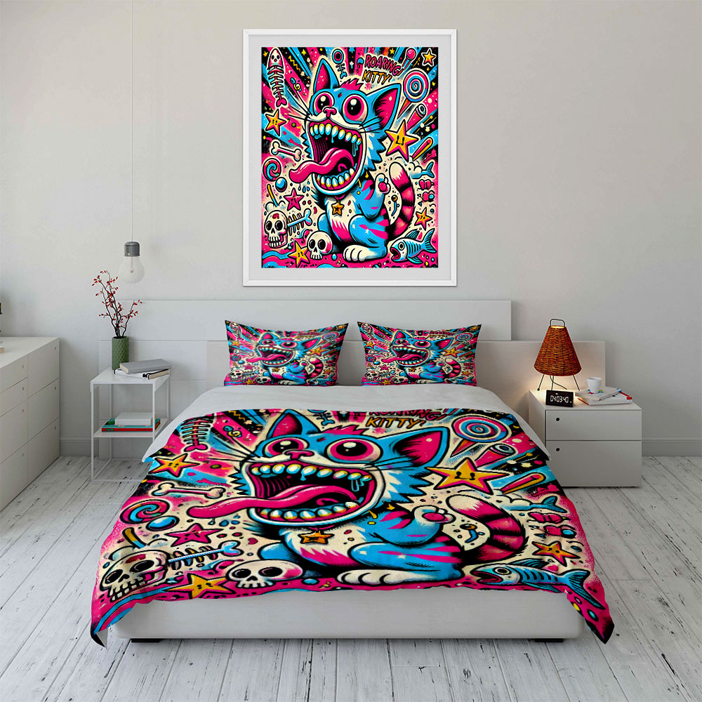 Set Sprei Motif Kucing Mengaum - Duvet Cover Sets With Zipper ulasan dan harga